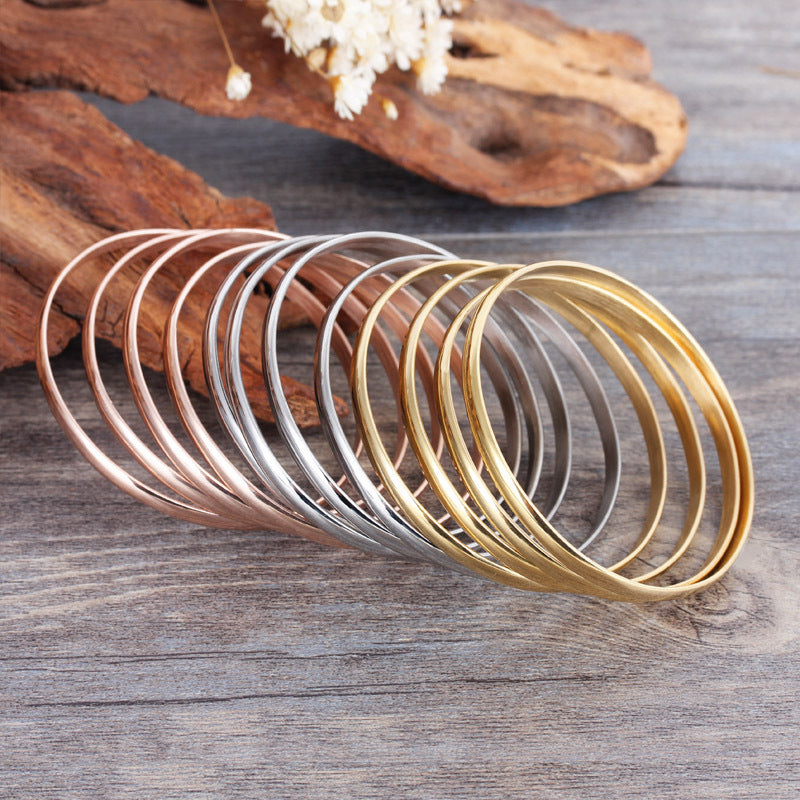 European Fashion Multicolor Round Titanium Steel Women's Bangle Bracelet