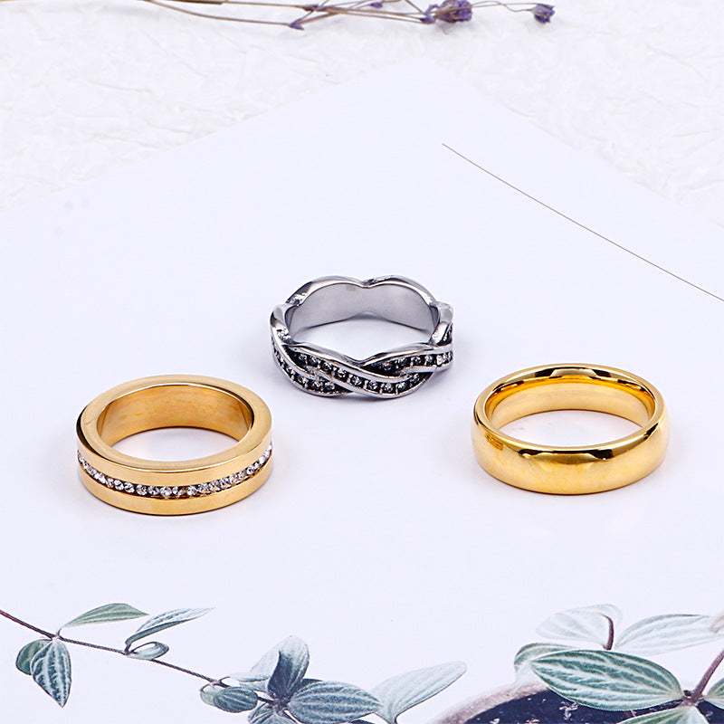European American Stainless Steel Bead Chain Micro Setting Couple's Ring
