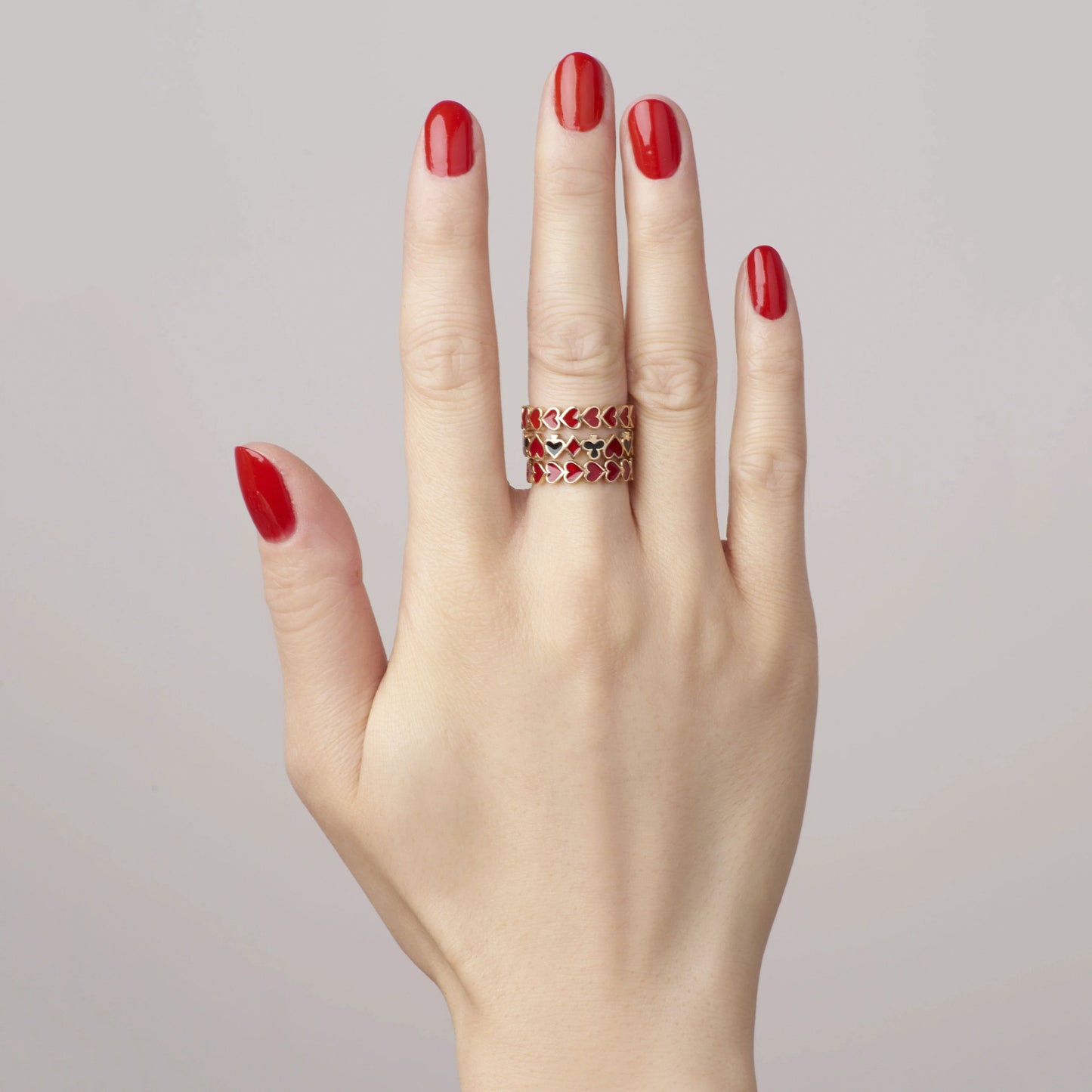European American Multi-Color Heart-Shaped Alloy Ring - Trendy Jewelry