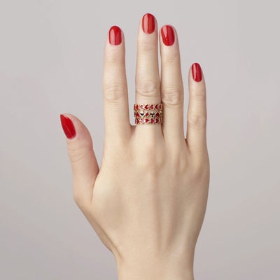European American Multi-Color Heart-Shaped Alloy Ring - Trendy Jewelry