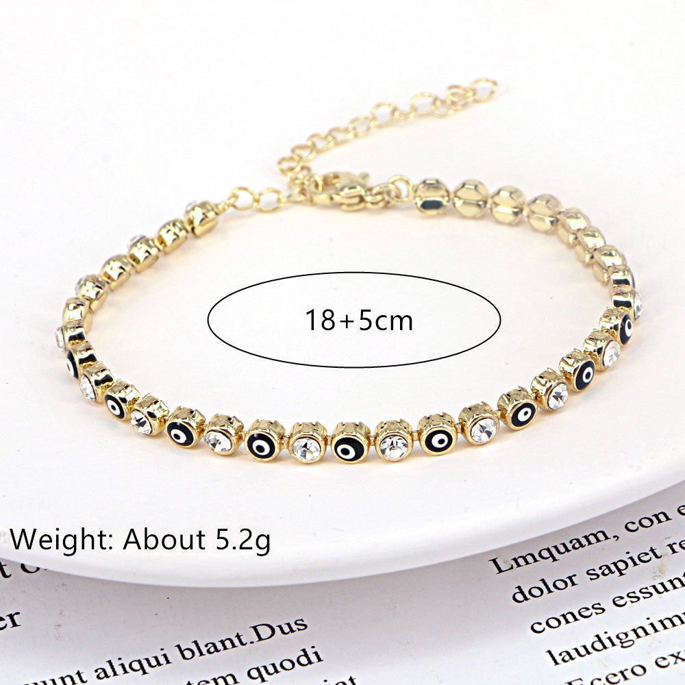 European Fashion Copper Chain Zircon Evil Eye Bracelet