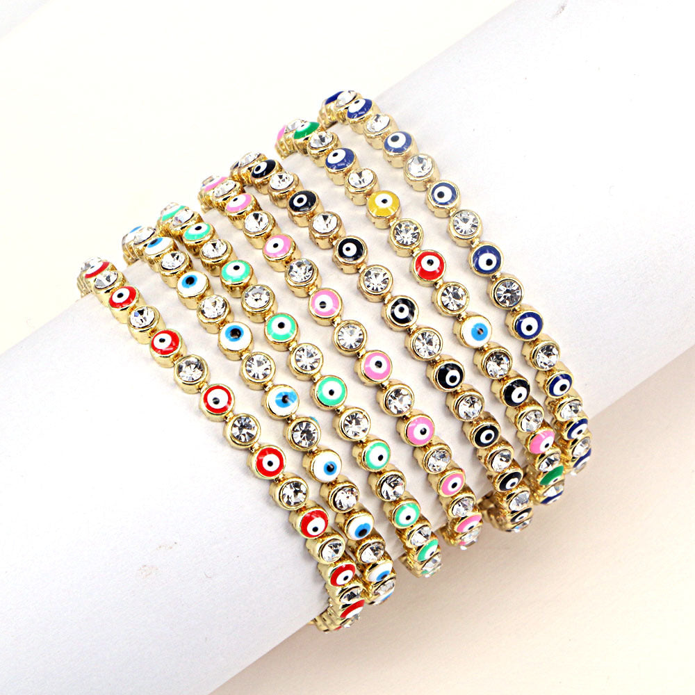 European Fashion Copper Chain Zircon Evil Eye Bracelet