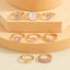 European And American New Fashion Tai Chi Gossip Pink Full Diamond Flower Letter Ring Eight-piece Set