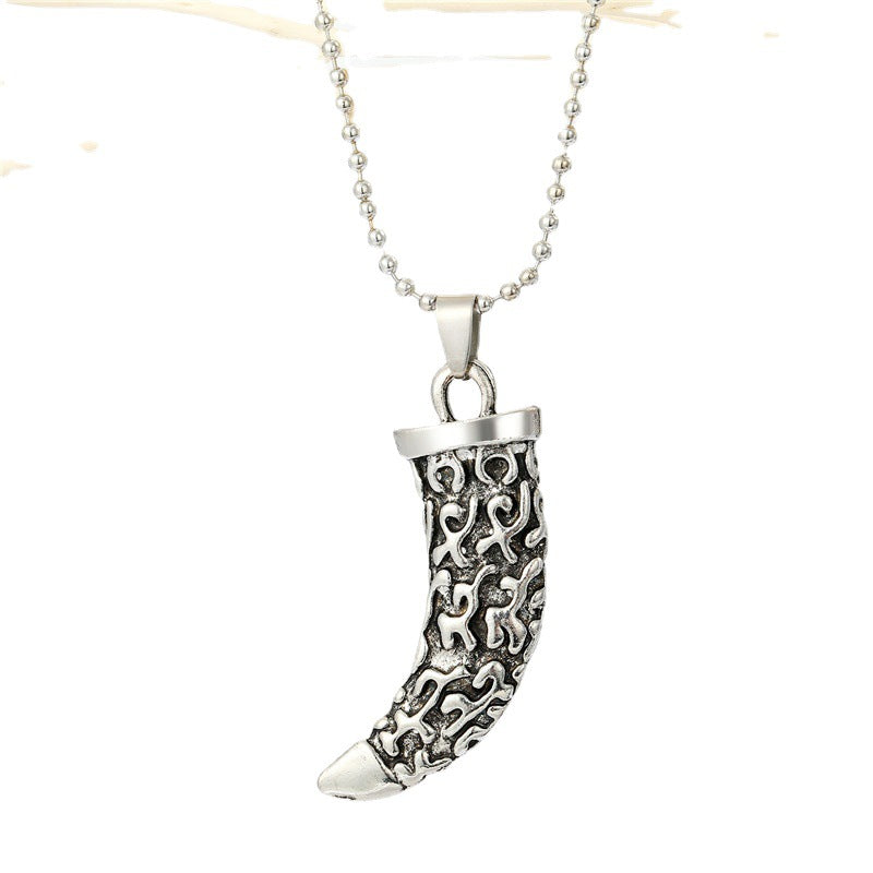 European American Punk Wolf Tooth Pendant Necklace for Men