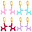 Retro Geometric Colorful Earrings with Pink Balloon Dog Design
