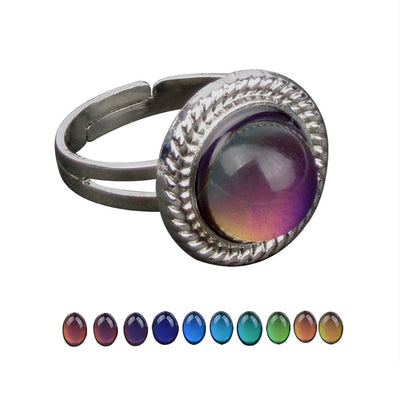 European Retro Palace Adjustable Mood Ring with Color-Changing Gem