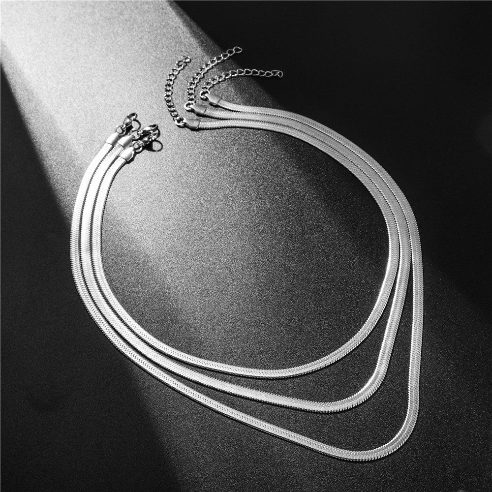 European American Stainless Steel Snake Chain Choker Necklace