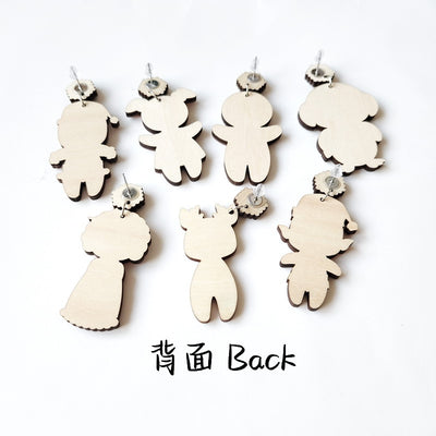 Exaggerated Cartoon Character Christmas Wood Earrings Set for Women