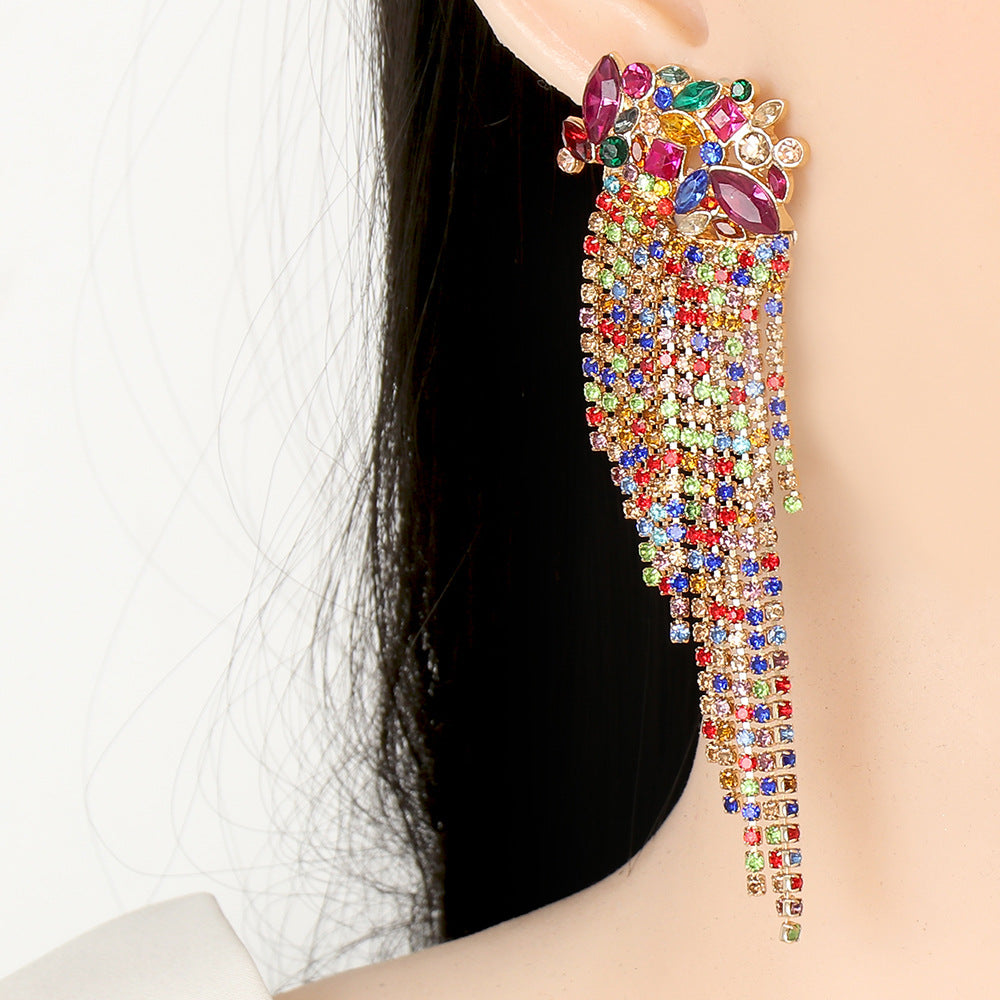 Exaggerated Geometric Flower Tassel Bohemian Earrings Wholesale Jewelry