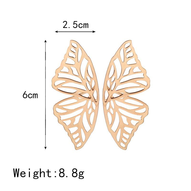 Exaggerated Hollow Butterfly Wing Fan-Shaped Creative Earrings