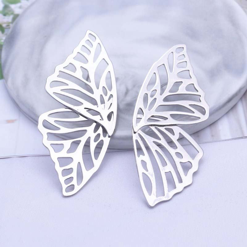 Exaggerated Hollow Butterfly Wing Fan-Shaped Creative Earrings