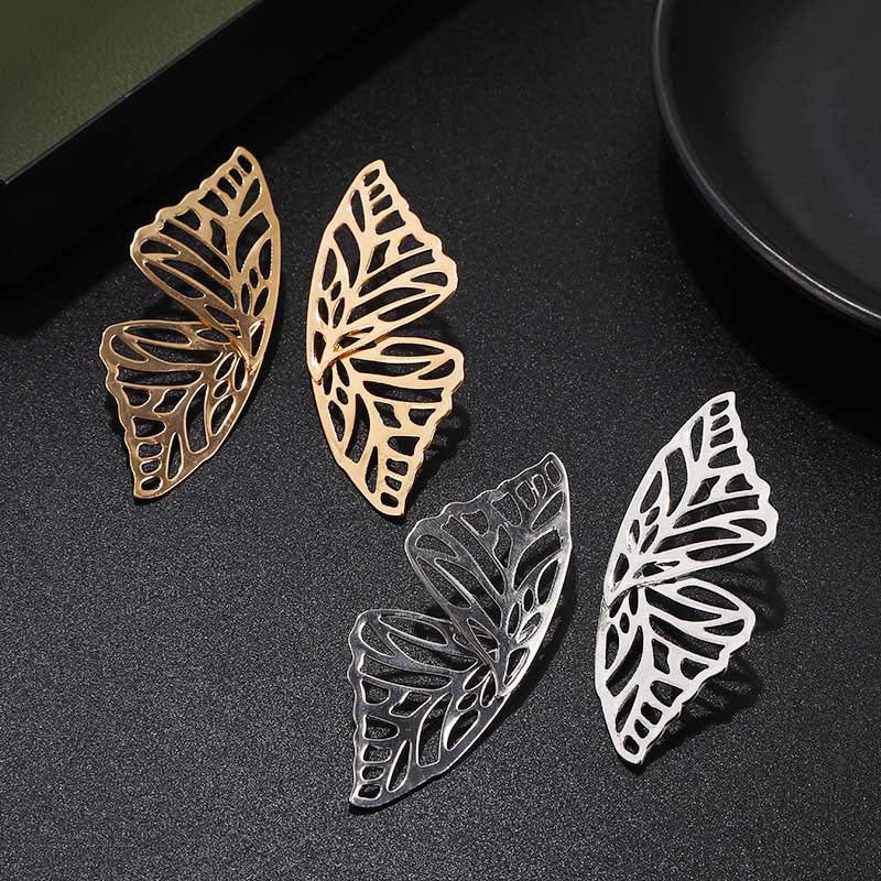 Exaggerated Hollow Butterfly Wing Fan-Shaped Creative Earrings