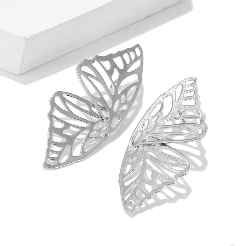 Exaggerated Hollow Butterfly Wing Fan-Shaped Creative Earrings