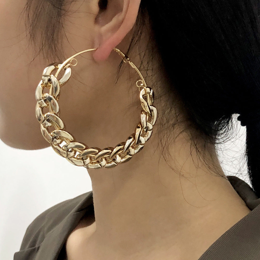 Exaggerated Punk Acrylic Hoop Earrings - 90mm Large Circle Design