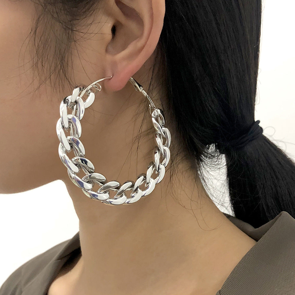 Exaggerated Punk Acrylic Hoop Earrings - 90mm Large Circle Design