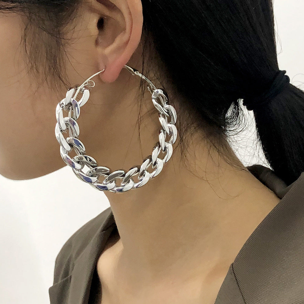 Exaggerated Punk Acrylic Hoop Earrings - 90mm Large Circle Design