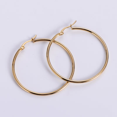 Exaggerated Round Stainless Steel Plating Hoop Earrings 1 Pair