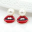 Eye And Lip Back Hanging Pearl Stud Earrings NHDP154494