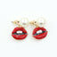 Eye And Lip Back Hanging Pearl Stud Earrings NHDP154494