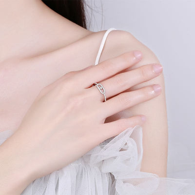 Fairy Style Korean Style Paper Clip 925 Silver Inlay Zircon Rings