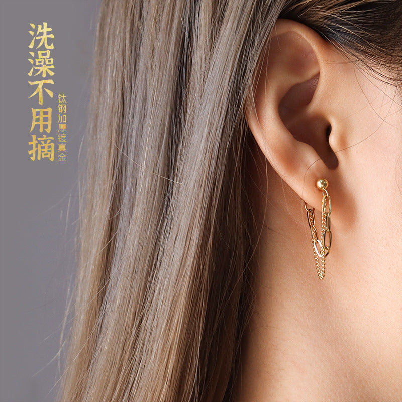 Fashion  Tassel Double-layer Chain Earrings