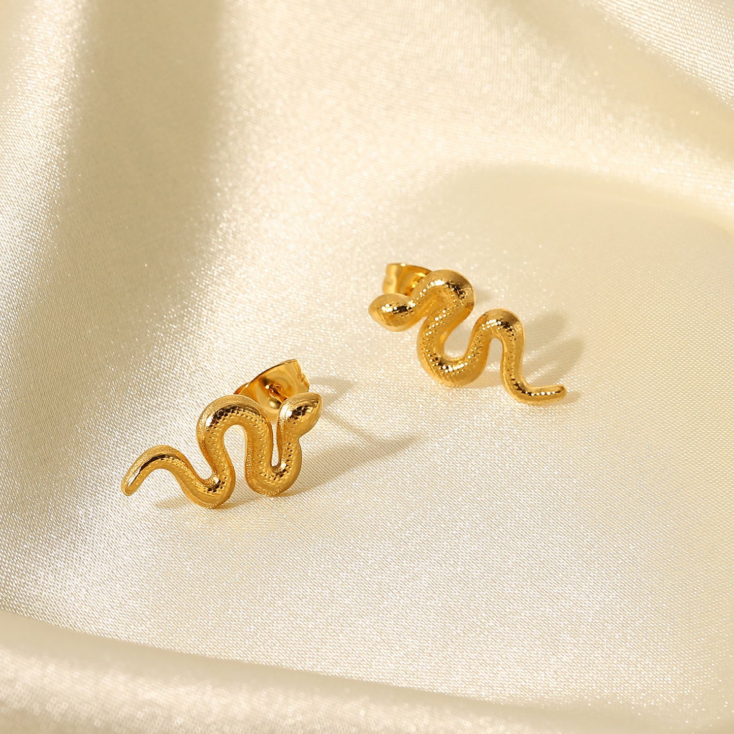 18K Gold Plated Stainless Steel Snake Earrings