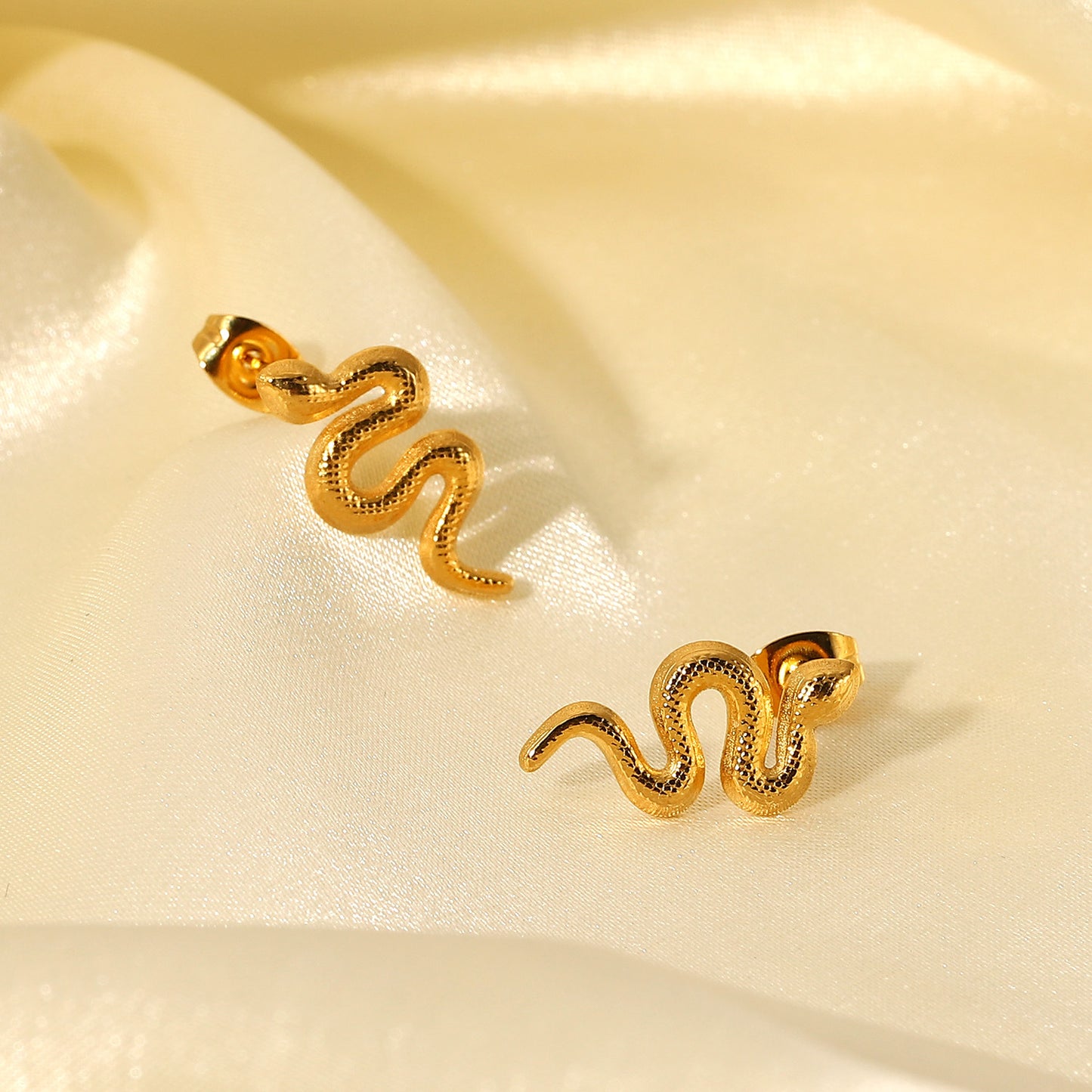 18K Gold Plated Stainless Steel Snake Earrings