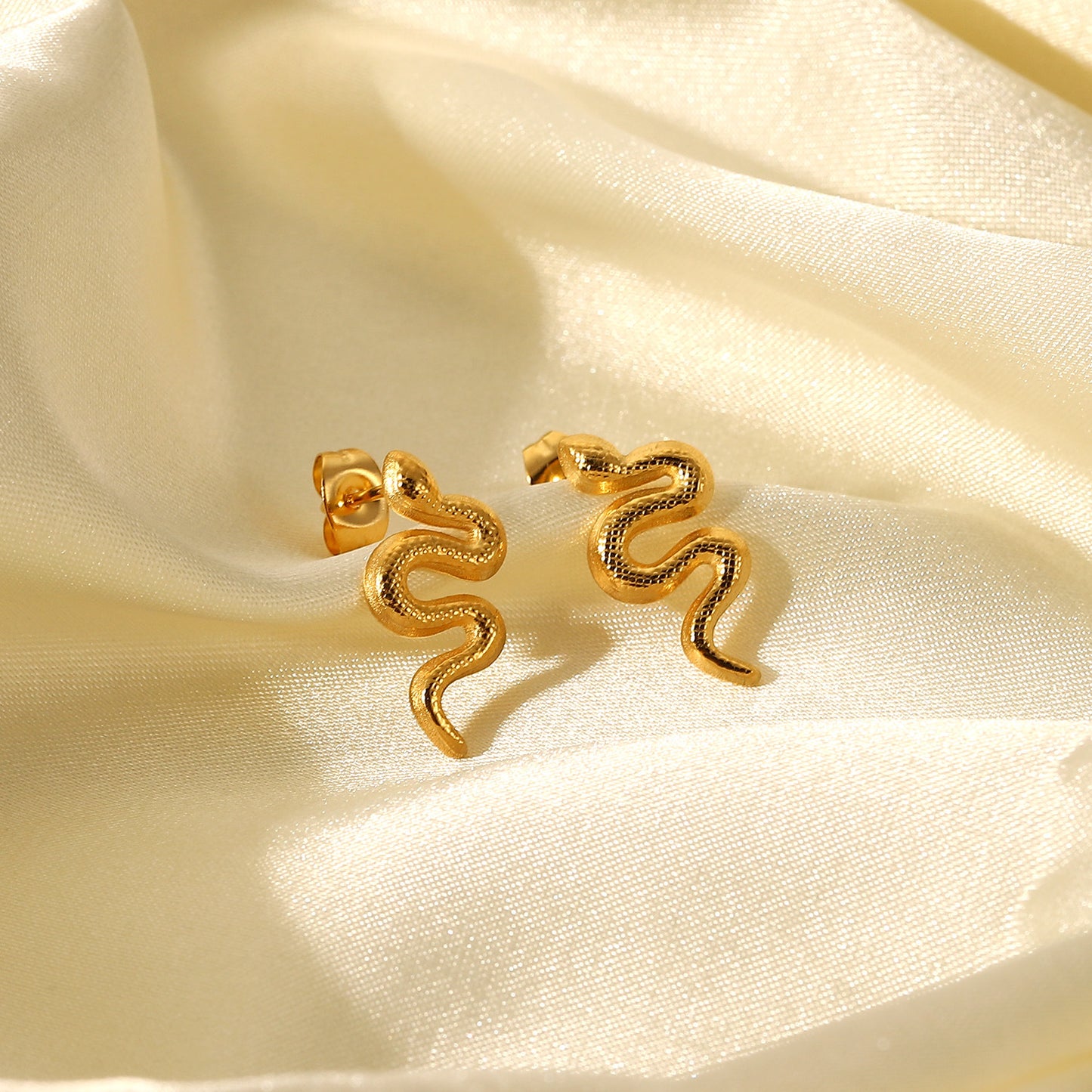 18K Gold Plated Stainless Steel Snake Earrings