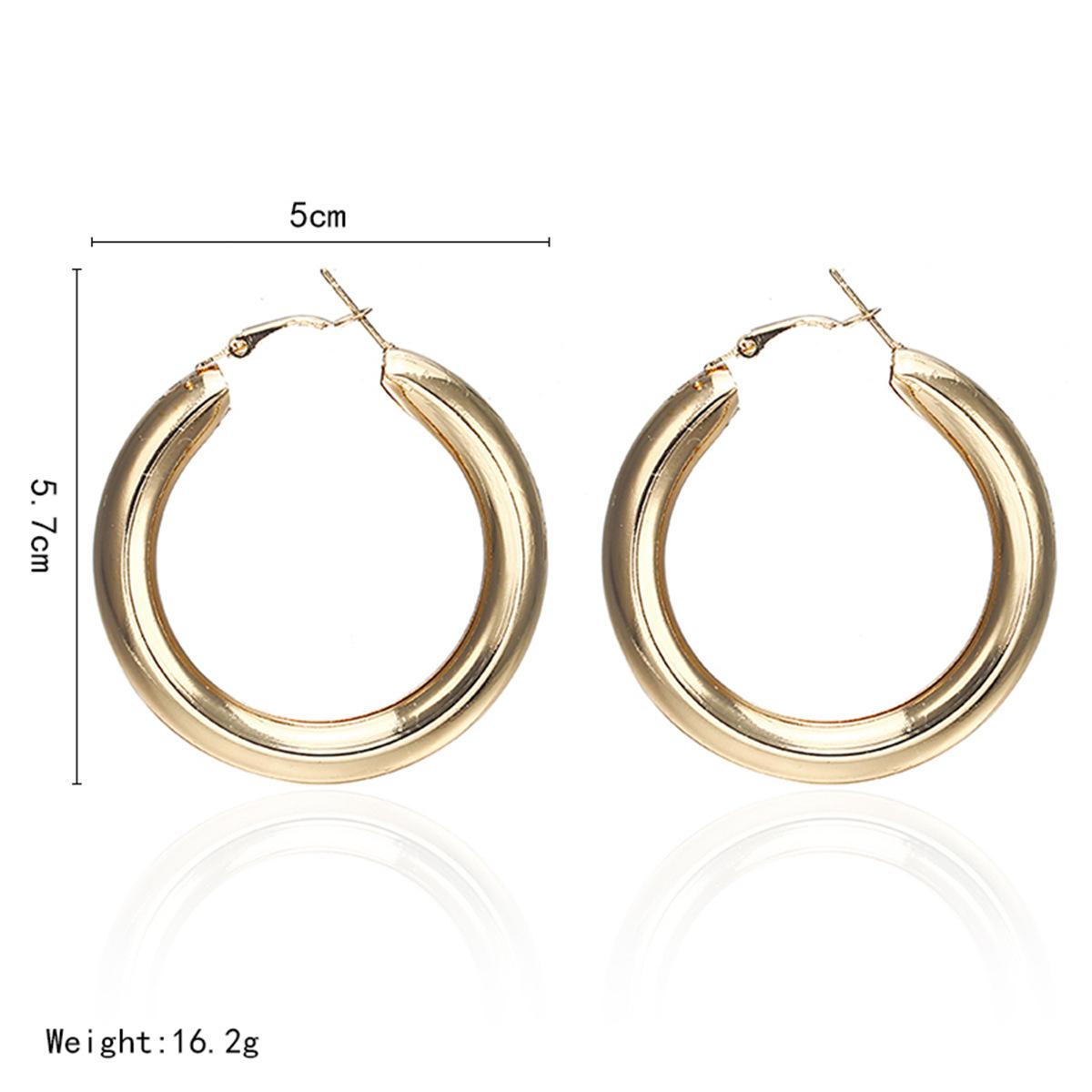 Fashion Geometric Metal Hoop Earrings - Creative Semi-Circle Design