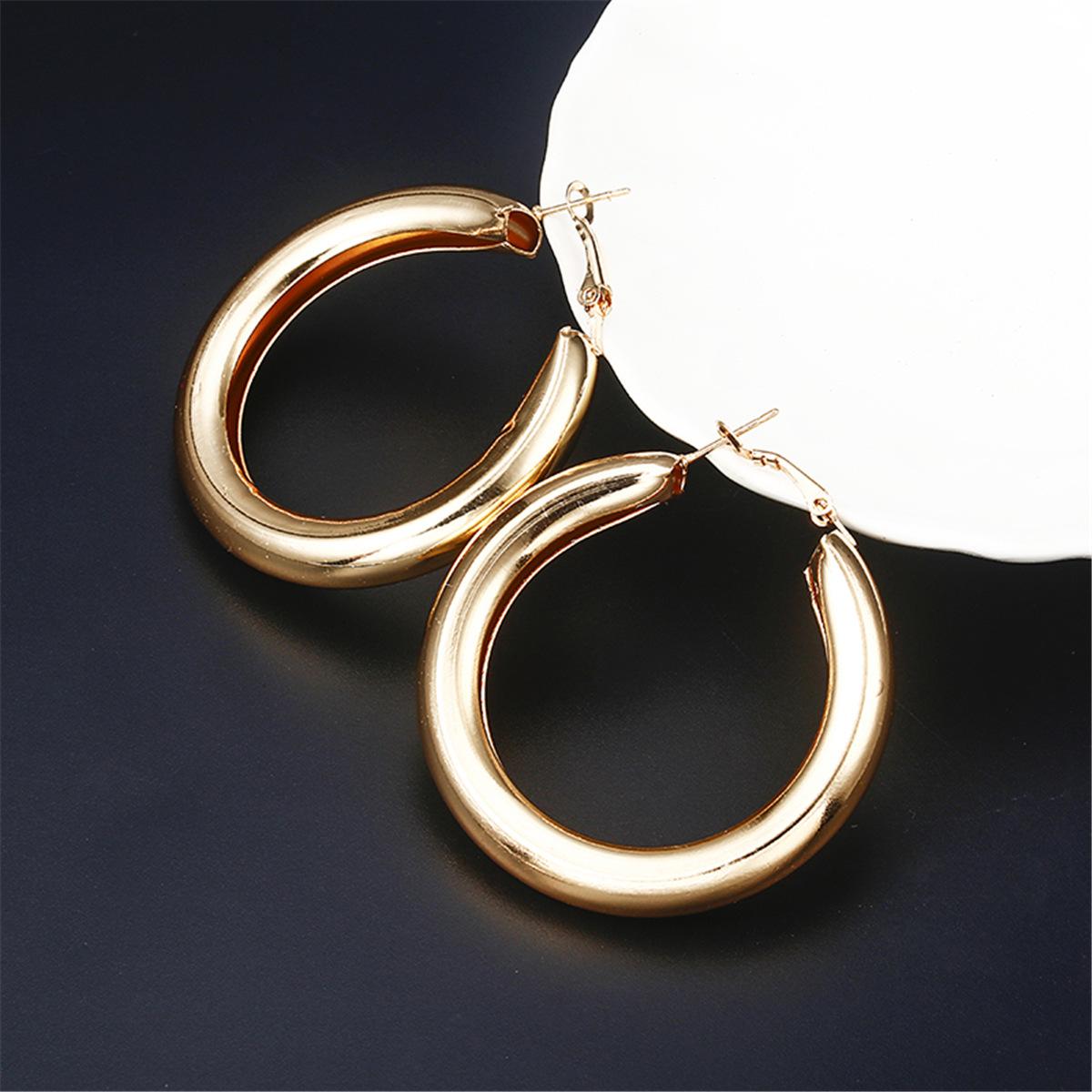 Fashion Geometric Metal Hoop Earrings - Creative Semi-Circle Design