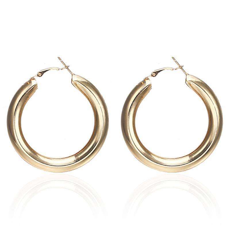 Fashion Geometric Metal Hoop Earrings - Creative Semi-Circle Design