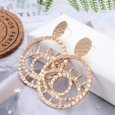 Alloy Openwork Eye Contour Statement Earrings