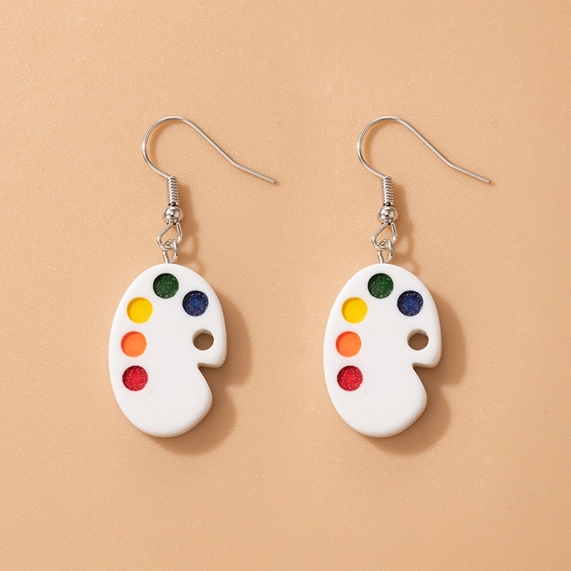 Colorful Geometric Resin Palette Earrings with Alloy Ear Hooks