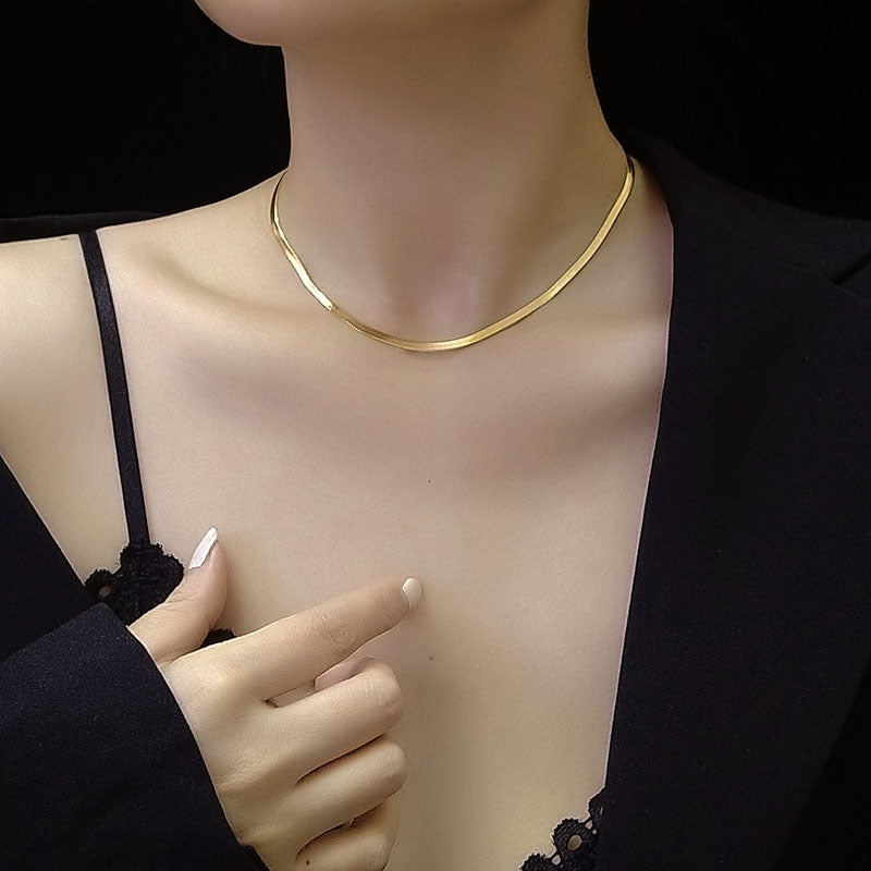 Fashion Blade Chain Clavicle Necklace Titanium Steel Material Non-fading Snake Bone Chain Chain