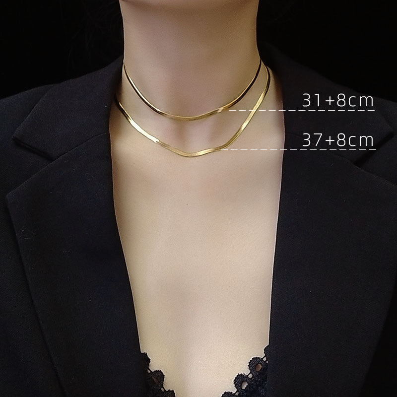 Fashion Blade Chain Clavicle Necklace Titanium Steel Non-fading Snake Bone Chain