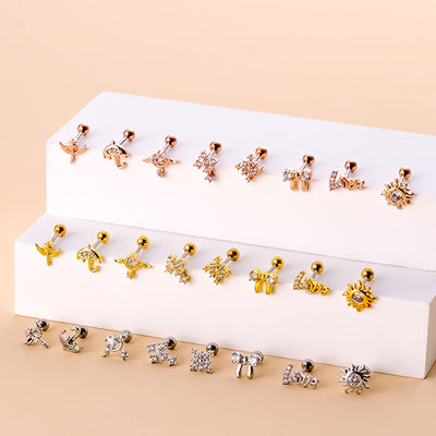 Fashion Bow Knot Metal Plating Zircon Ear Studs