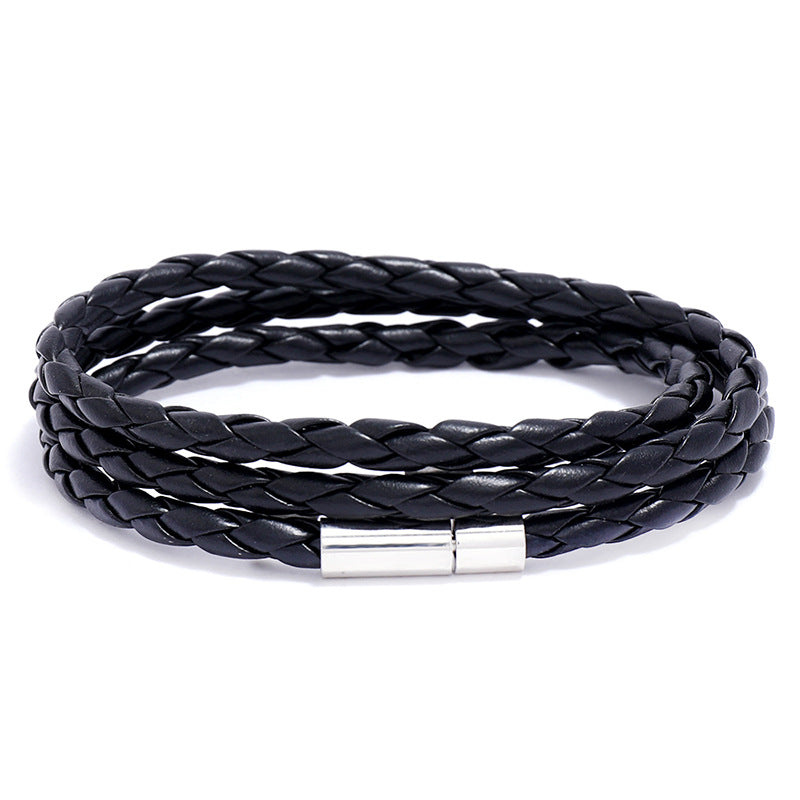 Fashion Braided Leather Multi-loop Bracelet Wholesale
