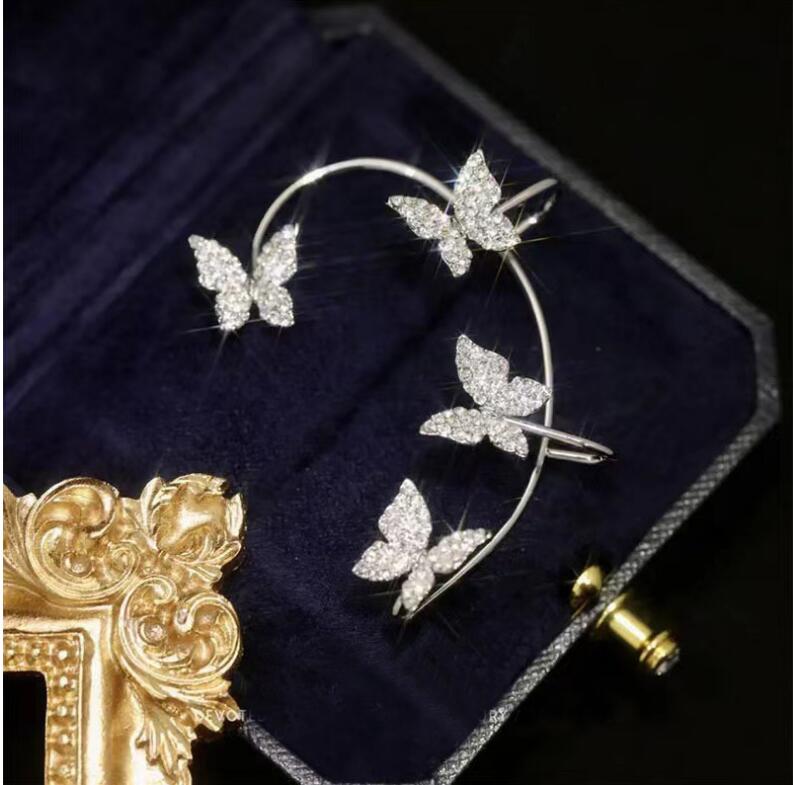 Elegant Butterfly Rhinestone Ear Cuff for Women - No Piercing Required