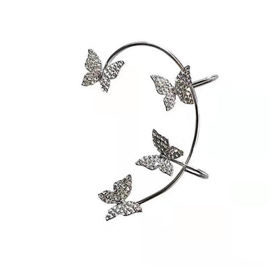 Elegant Butterfly Rhinestone Ear Cuff for Women - No Piercing Required