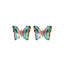 Fashion Iridescent Glass Butterfly Copper Earrings