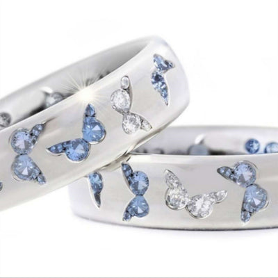 Fashion Butterfly Inlaid Multicolor Zircon Alloy Ring Cute Style