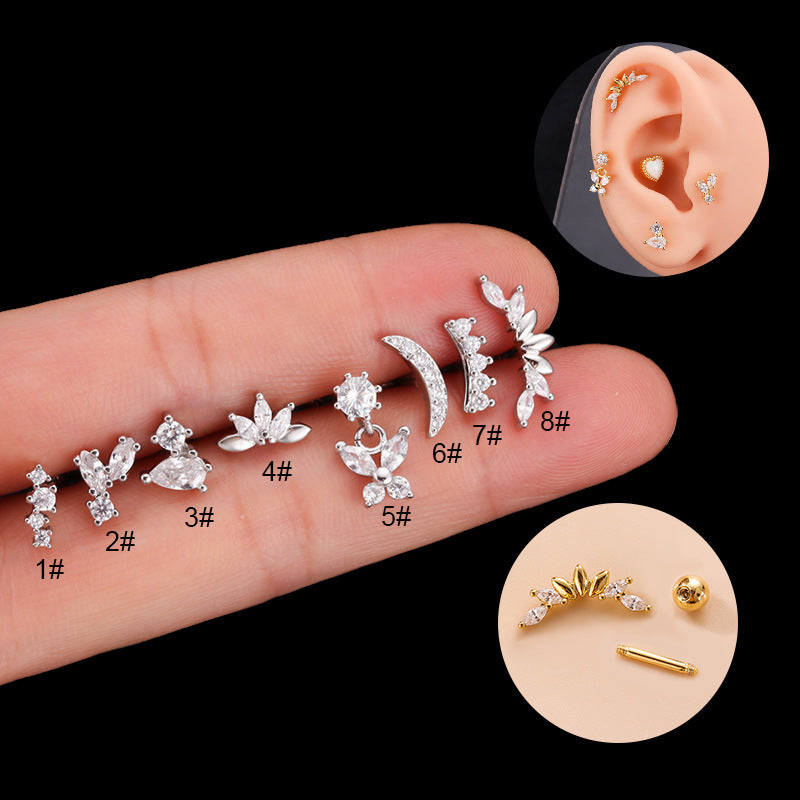 Fashion Butterfly Metal Plating Inlay Zircon Ear Studs 1 Piece