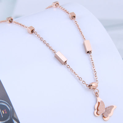 Fashion Butterfly Single Layer Titanium Steel Necklace Wholesale