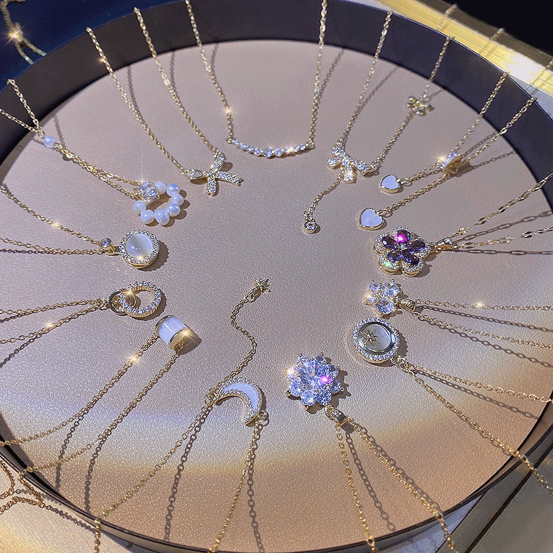 Fashion Butterfly Titanium Steel Inlay Artificial Gemstones Pendant Necklace 1 Piece
