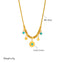 Fashion Oval Turquoise Star Pendant Titanium Steel Necklace with Pearl and Gemstone Inlay