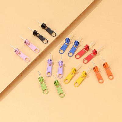 Fashion Candy Color Zipper Buckle Earrings