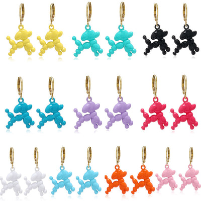 Fashion Cartoon Cute Dog Pendant Earrings Stainless Steel Candy Color Animal Design 2022