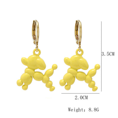 Fashion Cartoon Cute Dog Pendant Earrings Stainless Steel Candy Color Animal Design 2022