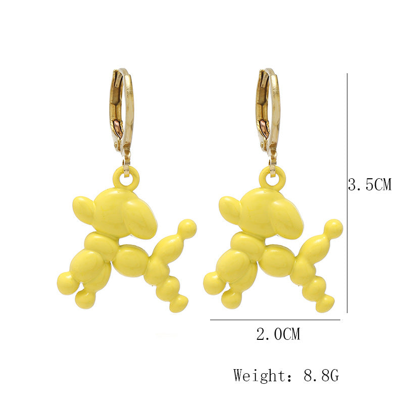 Fashion Cartoon Cute Dog Pendant Earrings Stainless Steel Candy Color Animal Design 2022