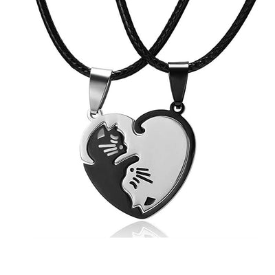 Fashion Cat Titanium Steel Pendant Necklace for Couples